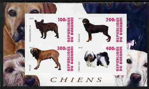 Burundi 2010 Dogs #4 imperf sheetlet containing 4 values unmounted mint