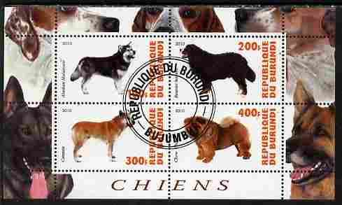 Burundi 2010 Dogs #5 perf sheetlet containing 4 values fine cto used