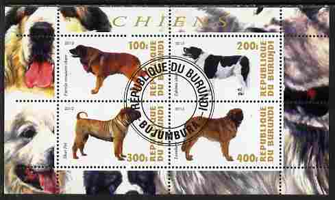 Burundi 2010 Dogs #7 perf sheetlet containing 4 values fine cto used