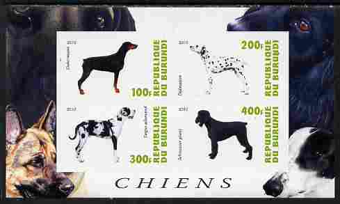 Burundi 2010 Dogs #8 imperf sheetlet containing 4 values unmounted mint