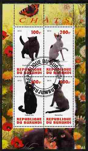 Burundi 2010 Cats #2 perf sheetlet containing 4 values fine cto used