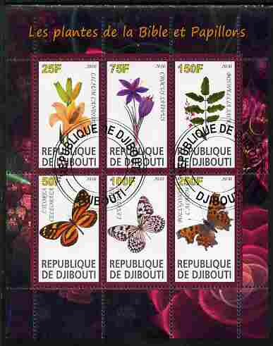 Djibouti 2010 Butterflies & Plants from the Bible #2 perf sheetlet containing 6 values fine cto used