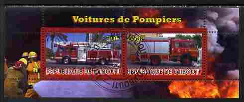 Djibouti 2010 Fire Engines #1 perf sheetlet containing 2 values fine cto used