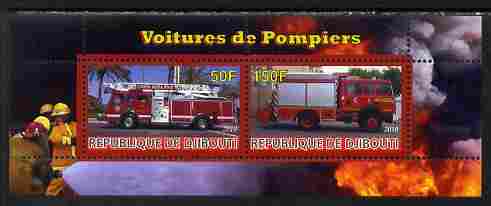 Djibouti 2010 Fire Engines #1 perf sheetlet containing 2 values unmounted mint