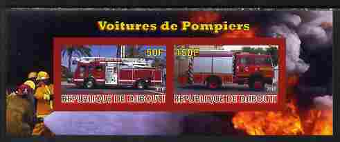 Djibouti 2010 Fire Engines #1 imperf sheetlet containing 2 values unmounted mint