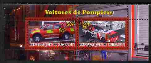 Djibouti 2010 Fire Engines #2 perf sheetlet containing 2 values fine cto used