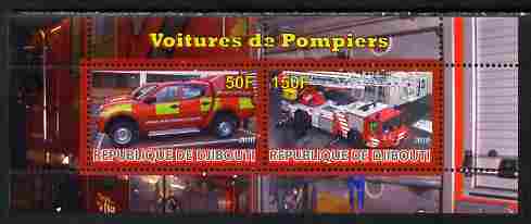 Djibouti 2010 Fire Engines #2 perf sheetlet containing 2 values unmounted mint