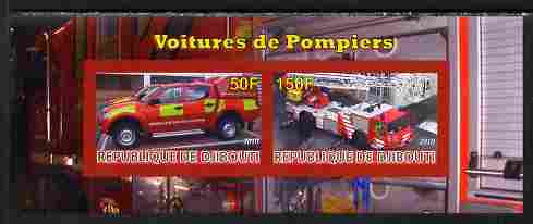 Djibouti 2010 Fire Engines #2 imperf sheetlet containing 2 values unmounted mint