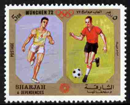Sharjah 1972 Football & Running (5Dh) from Olympic Sports perf set of 10 unmounted mint, Mi 942