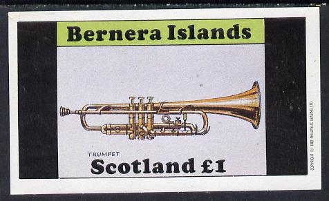 Bernera 1982 Musical Instruments (Trumpet) imperf souvenir sheet (£1 value) unmounted mint