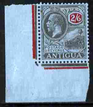Antigua 1921-29 KG5 Script CA 2s6d black & red on blue mounted mint corner single SG 78