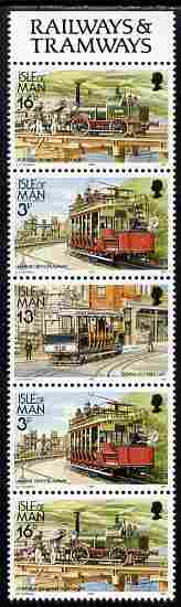 Isle of Man 1988-92 Manx Railways & Tramways booklet pane containing 16p-3p-13p-3p-16p unmounted mint SG 367a