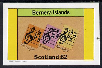 Bernera 1982 Musical Notes imperf deluxe sheet (£2 value) unmounted mint