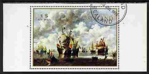 Sealand 1970 Paintings of ships $1 perf proof of m/sheet as issued but with white background, fine cto used