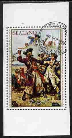 Sealand 1970 Admirals & Pirates $1 perf proof of m/sheet as issued but with white background, fine cto used