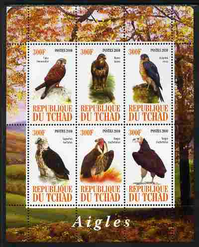 Chad 2010 Birds of Prey perf sheetlet containing 6 values unmounted mint
