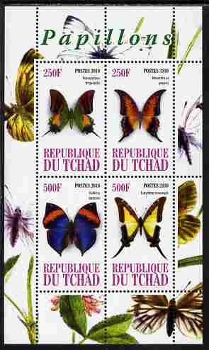 Chad 2010 Butterflies #2 perf sheetlet containing 4 values unmounted mint