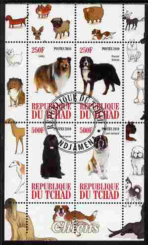 Chad 2010 Dogs #1 perf sheetlet containing 4 values fine cto used