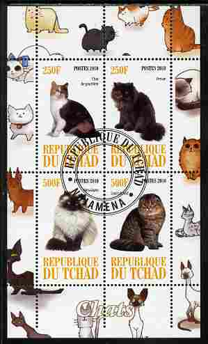 Chad 2010 Cats #1 perf sheetlet containing 4 values fine cto used