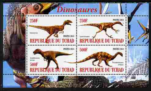 Chad 2010 Dinosaurs #2 perf sheetlet containing 4 values unmounted mint