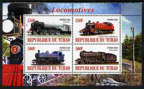 Chad 2010 Steam Locomotives perf sheetlet containing 4 values unmounted mint