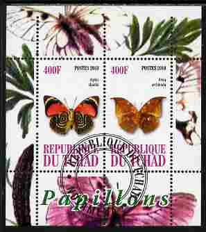 Chad 2010 Butterflies #3 perf sheetlet containing 2 values fine cto used