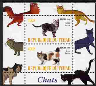Chad 2010 Cats #2 perf sheetlet containing 2 values unmounted mint