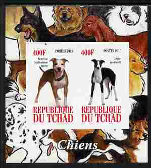 Chad 2010 Dogs #2 imperf sheetlet containing 2 values unmounted mint