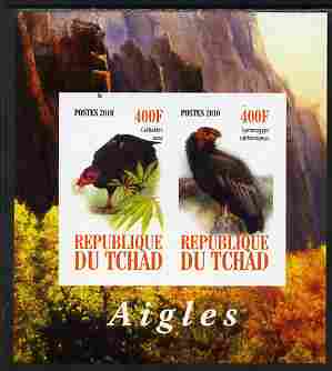 Chad 2010 Birds of Prey #1 imperf sheetlet containing 2 values unmounted mint