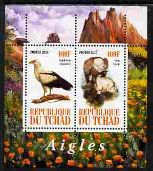 Chad 2010 Birds of Prey #2 perf sheetlet containing 2 values unmounted mint