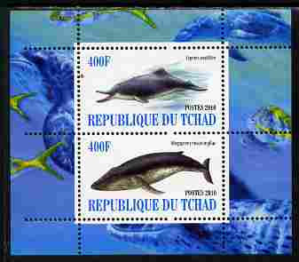 Chad 2010 Whales & Dolphins perf sheetlet containing 2 values unmounted mint