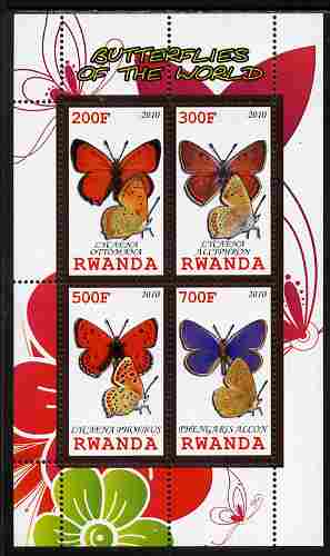 Rwanda 2010 Butterflies of the World #2 perf sheetlet containing 4 values unmounted mint
