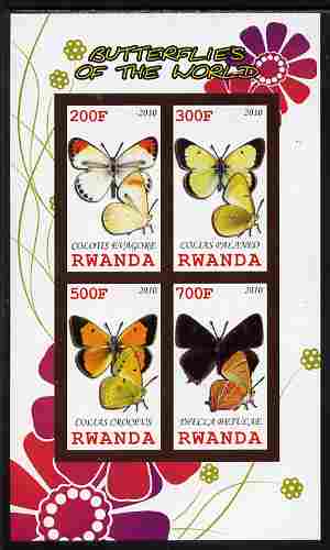 Rwanda 2010 Butterflies of the World #3 imperf sheetlet containing 4 values unmounted mint