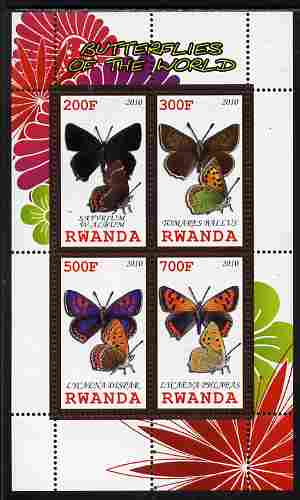 Rwanda 2010 Butterflies of the World #4 perf sheetlet containing 4 values unmounted mint