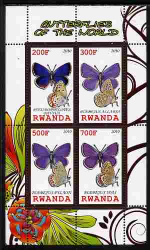 Rwanda 2010 Butterflies of the World #5 perf sheetlet containing 4 values unmounted mint