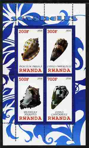 Rwanda 2010 Sea Shells #1 perf sheetlet containing 4 values unmounted mint
