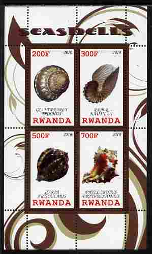 Rwanda 2010 Sea Shells #2 perf sheetlet containing 4 values unmounted mint