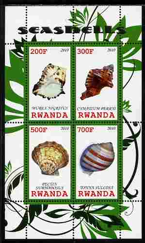 Rwanda 2010 Sea Shells #3 perf sheetlet containing 4 values unmounted mint