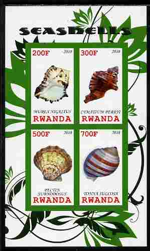 Rwanda 2010 Sea Shells #3 imperf sheetlet containing 4 values unmounted mint