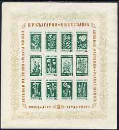 Bulgaria 1953 Medicinal Plants imperf m/sheet wrinkles and marks on gum but fine from front, SG MS 931a cat £70