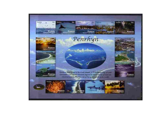 Cook Islands - Penrhyn 2011 Tourism perf sheetlet containing 15 values unmounted mint 