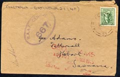 Australia 1945 cover,with RAAF Censor cachet, 4d stamp tied Air Force PO No 21
