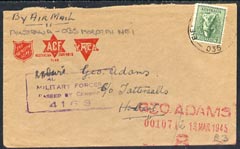 Australia 1945 Military censor cover, 4d tied FPO 035 cds cancel
