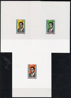 Congo 1965 President set of 3 in sunken die proofs in issued colours, as SG66-66b