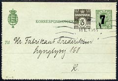 Denmark 1921 3ore plus 7/5ore postal stationery card locally used