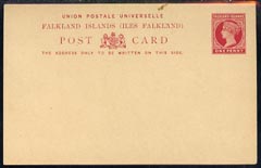 Falkland Islands 1893 QV 1d carmine p/stat card unused and fine (H&G 3) only 15,800 printed