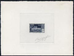 French Morocco 1950 New Hospital 15f die proof in indigo on sunken card signed by Dufresne, the engraver