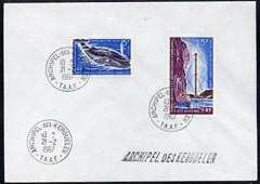 French Southern & Antarctic Territories 1967 Blue Whale 5f & Research Pylon 25f on cover,,SG 26 & 33