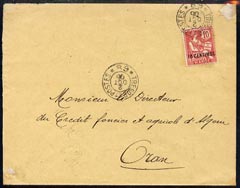 French Morocco 1906 local cover to Oran bearing 10c tied Treso et Postes cds