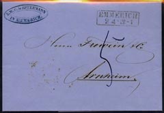 Germany 1859 entire letter to Arnheim with fine boxed EMMERICH/ 24'12-1